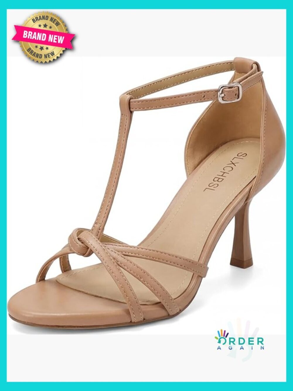 T-Strap Round Open Toe Kitten Heeled Sandals Ankle Strap Dressy Party Wedding